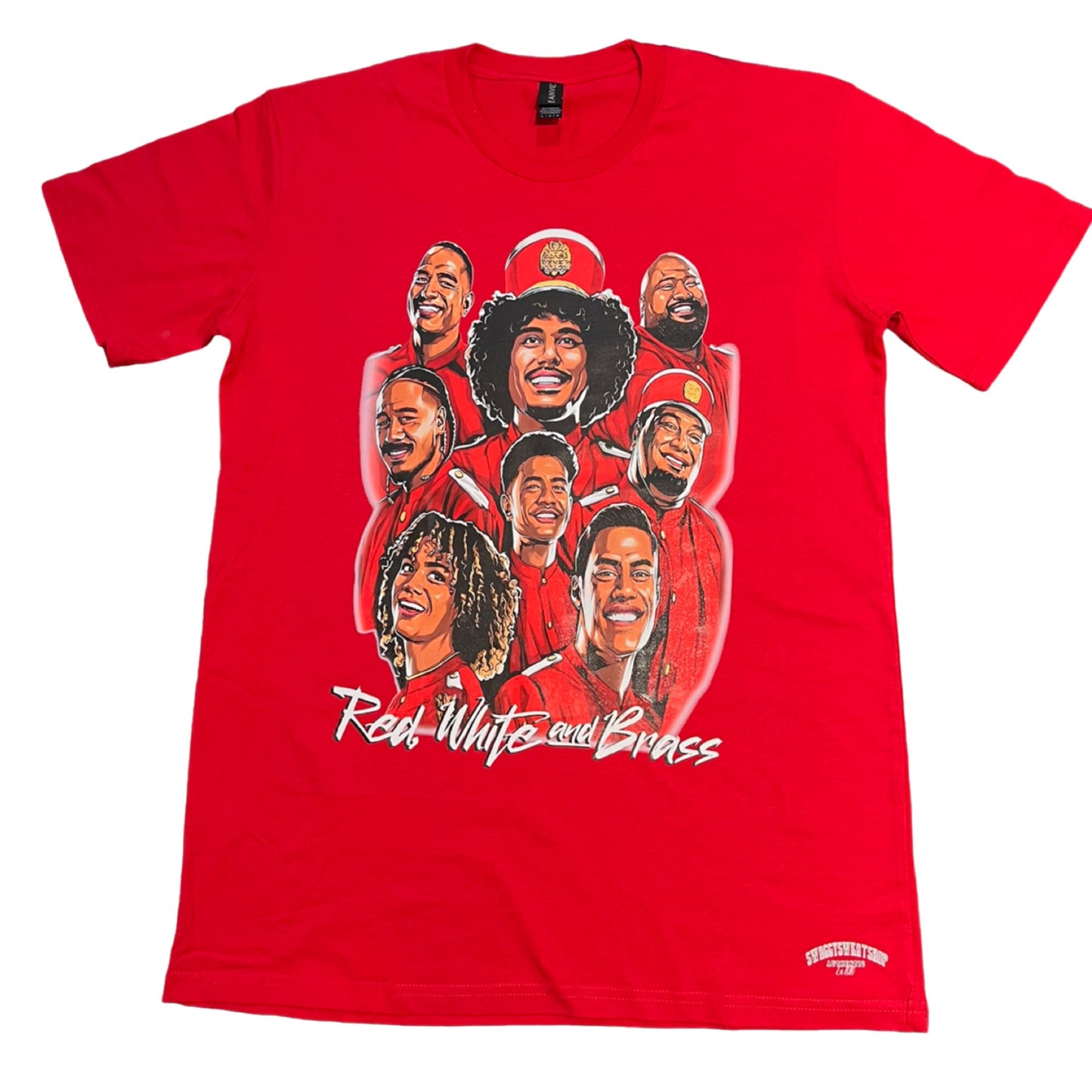 RED WHITE & BRASS TEE