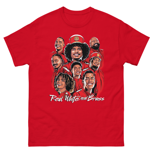 RED WHITE & BRASS TEE